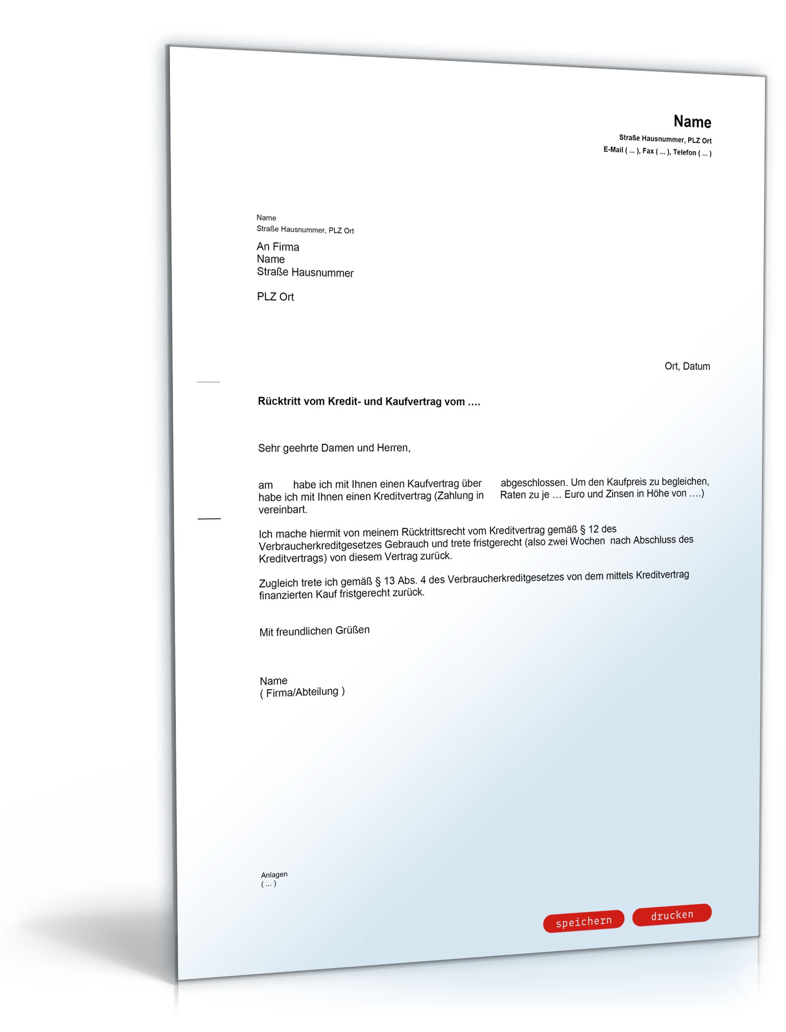 Rücktritt vom Kaufvertrag PDF