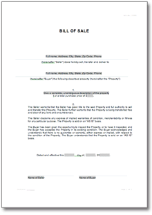 Allgemeiner Kaufvertrag auf Englisch Word