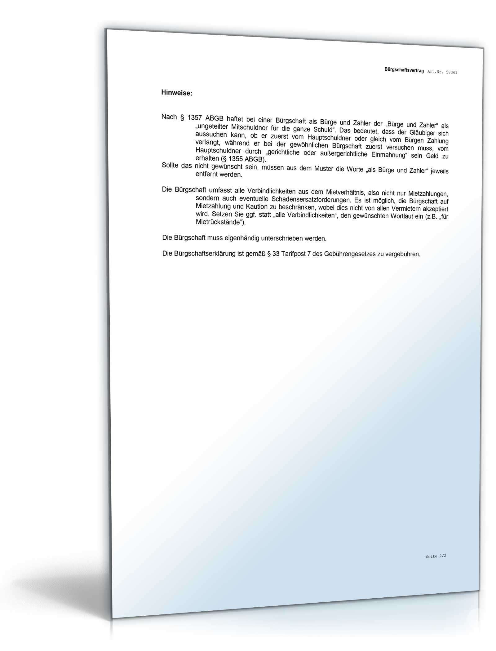 Bürgschaftsvertrag (als Bürge und Zahler) Word. Seite: 3