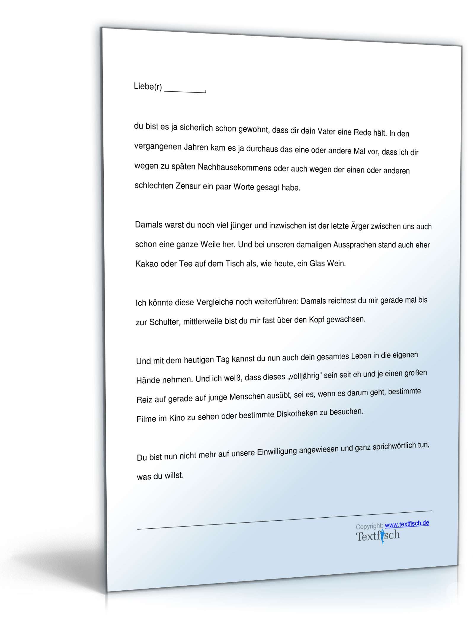 Geburtstagsrede zum 18. (ein Elternteil zum Kind) PDF. Seite: 2