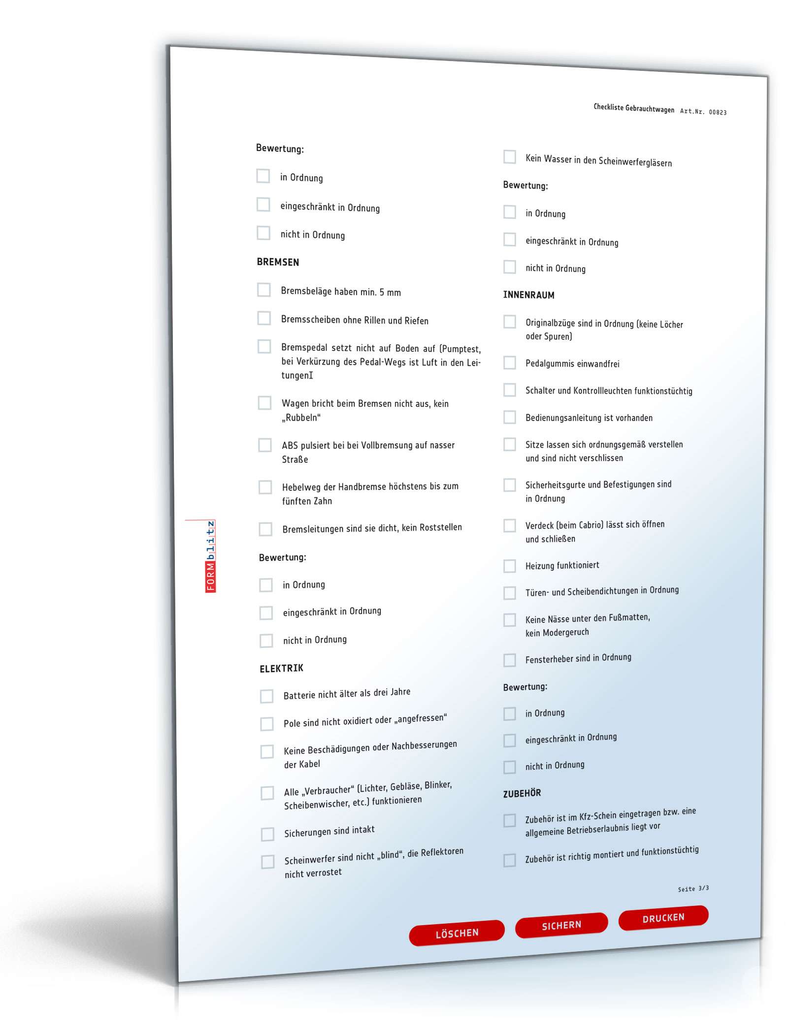 Checkliste für den Gebrauchtwagenkauf PDF. Seite: 3