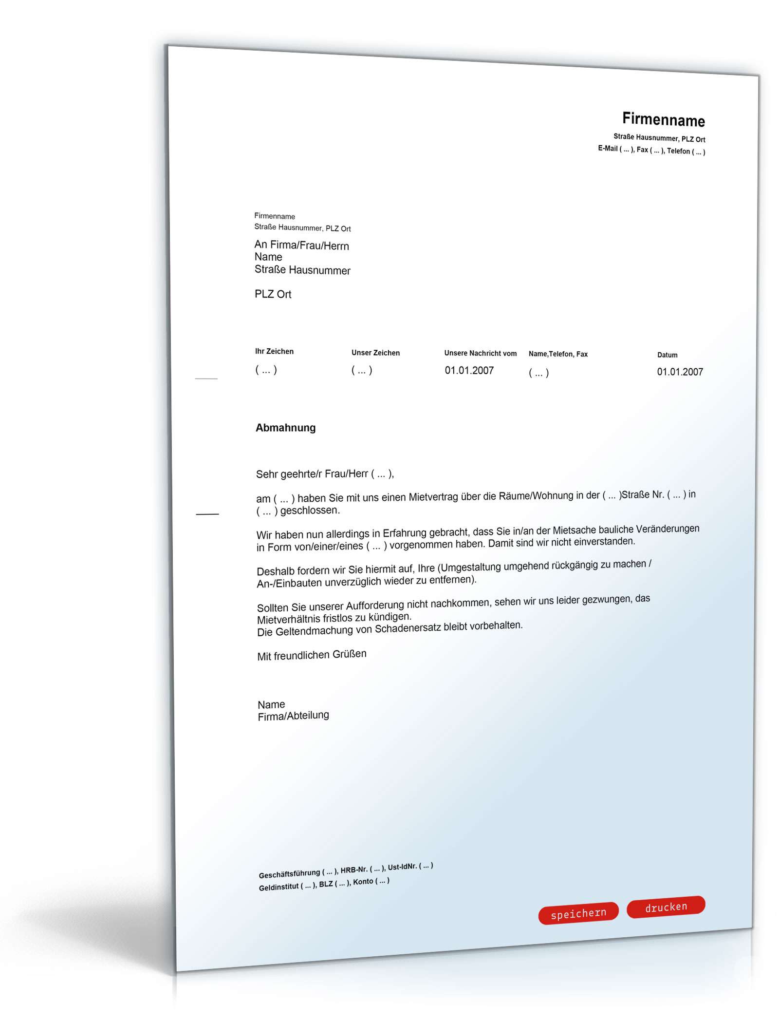 Abmahnung ungenehmigte bauliche Veränderungen PDF