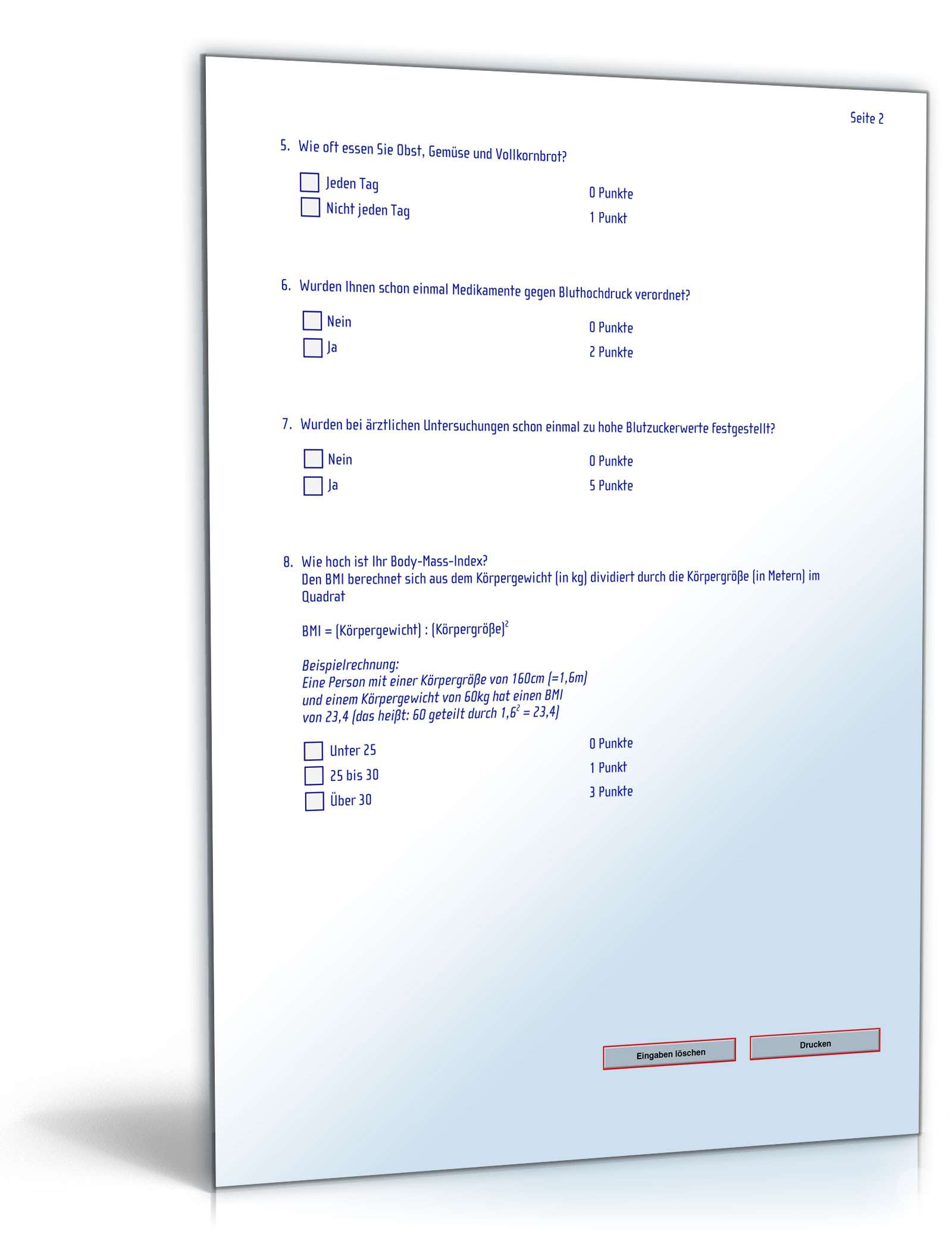 Risikotest Diabetes PDF. Seite: 2