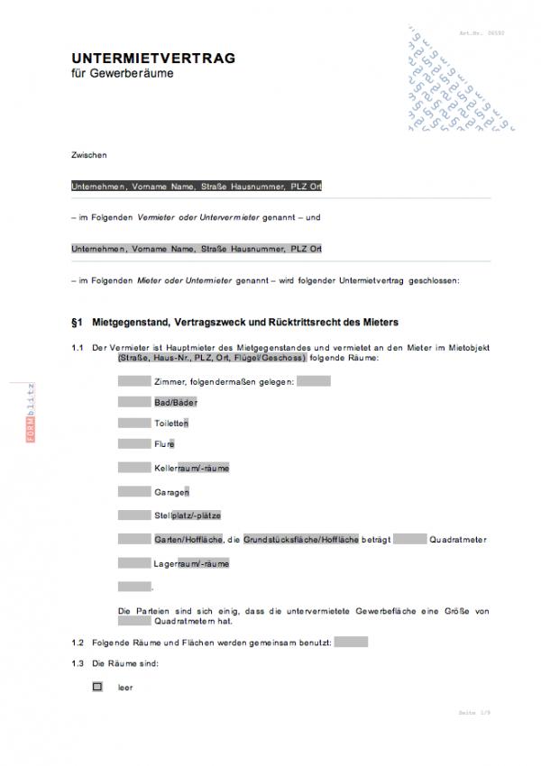 Untermietvertrag für Gewerberäume Word. Seite: 2