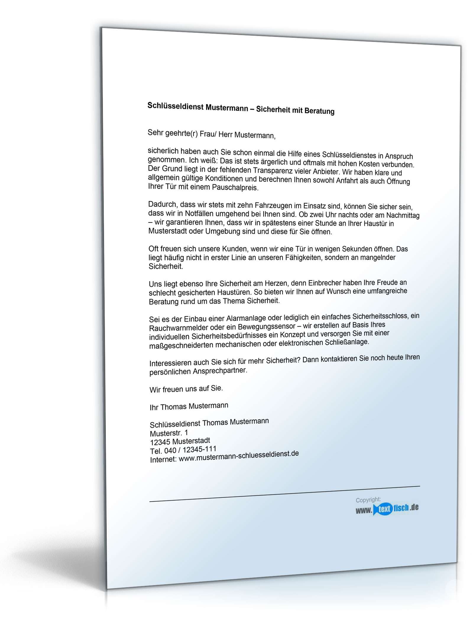 Werbebrief  eines Schlüsseldienstes