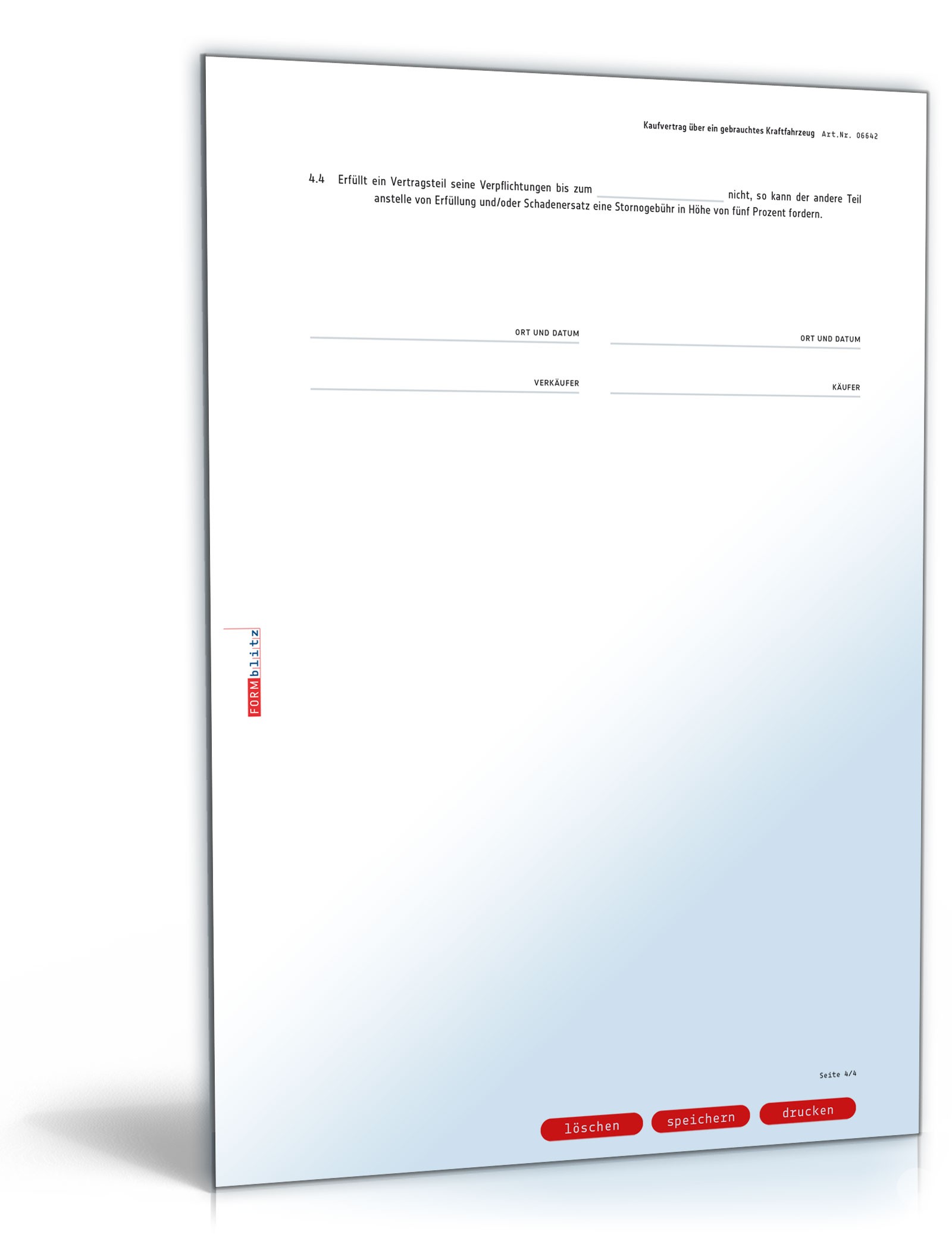 Kaufvertrag über ein gebrauchtes Fahrzeug PDF. Seite: 4