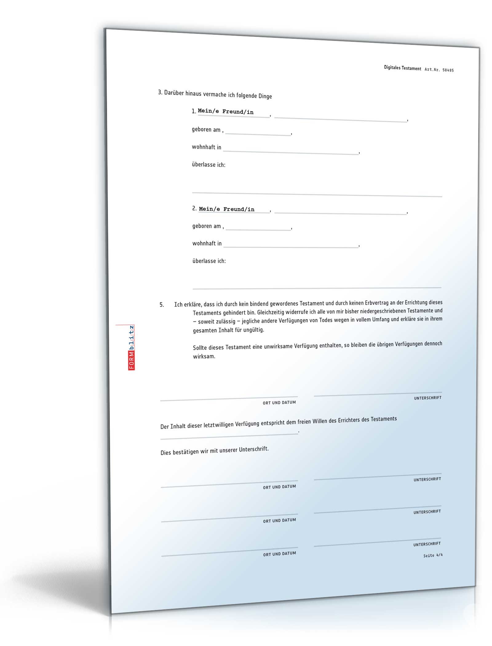 Digitales Testament + Ratgeber Excel. Seite: 5
