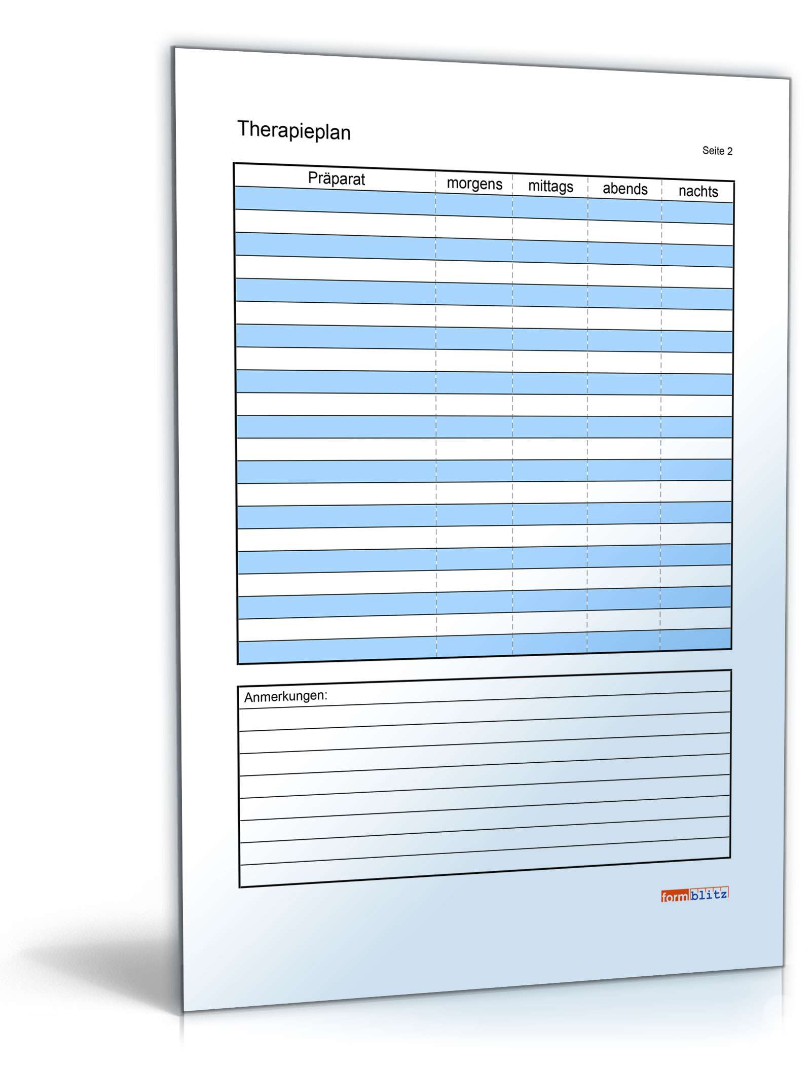 Schmerztagebuch (für eine Woche) PDF. Seite: 2