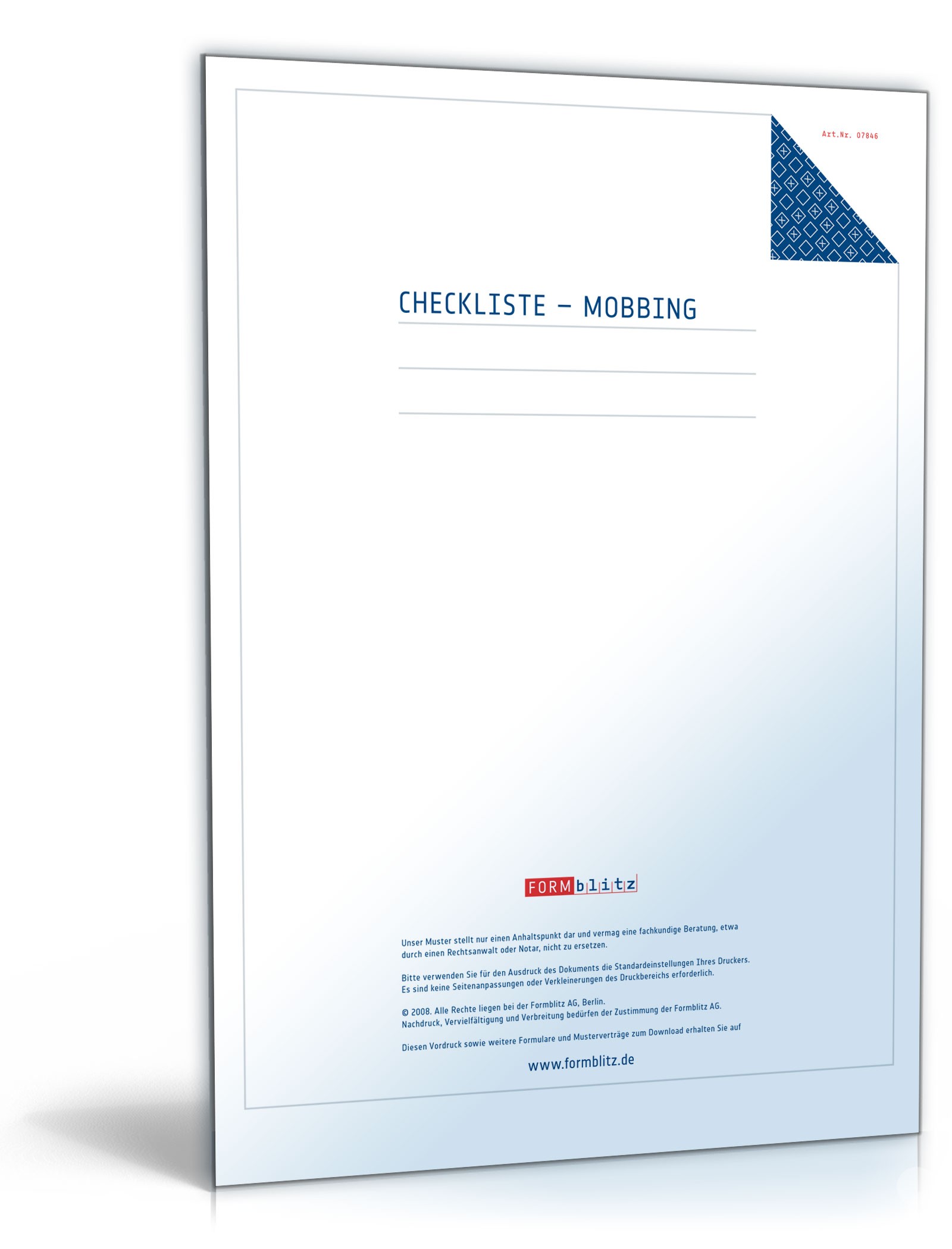 Mobbing-Protokoll mit Checkliste PDF. Seite: 3