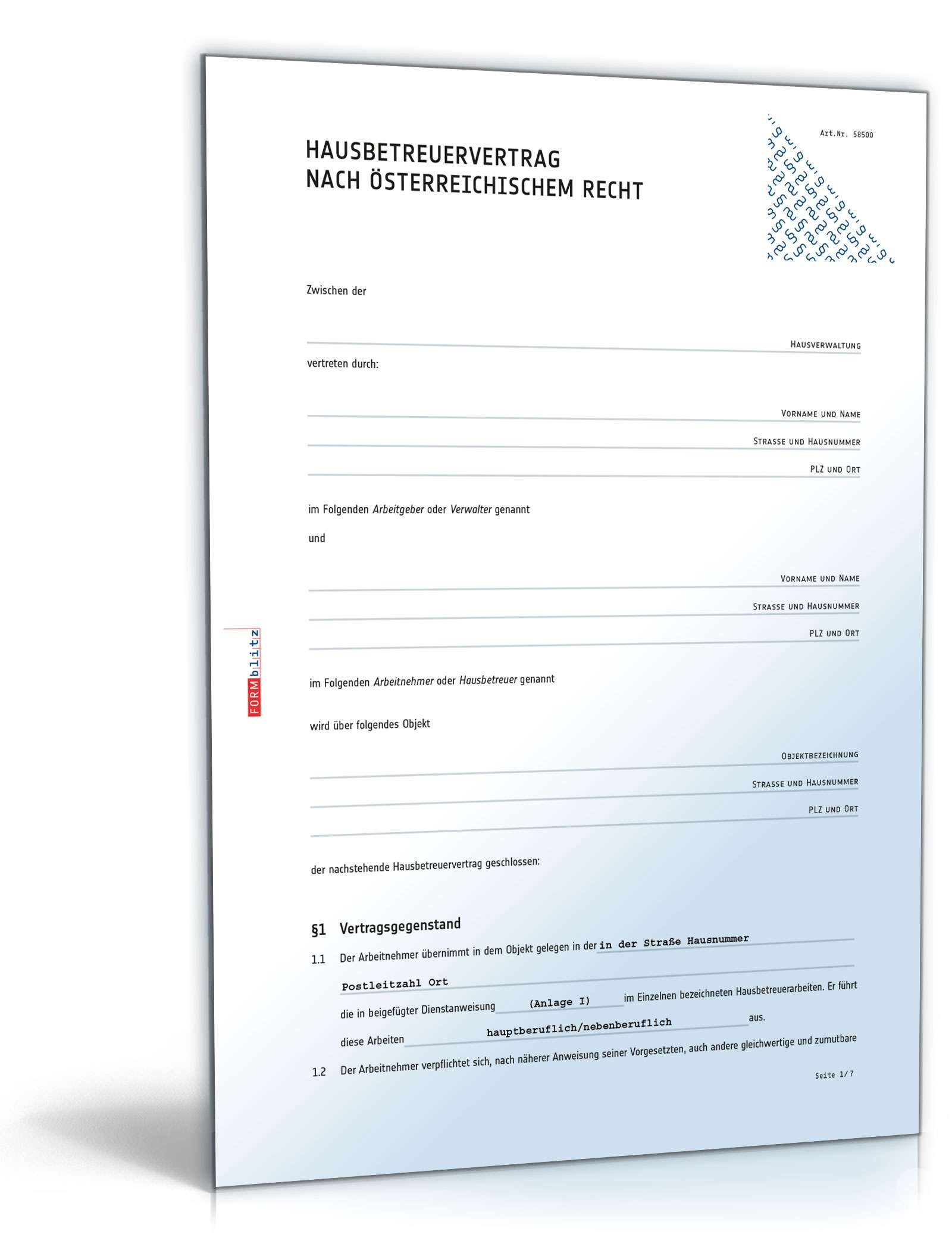 Hausbetreuervertrag PDF