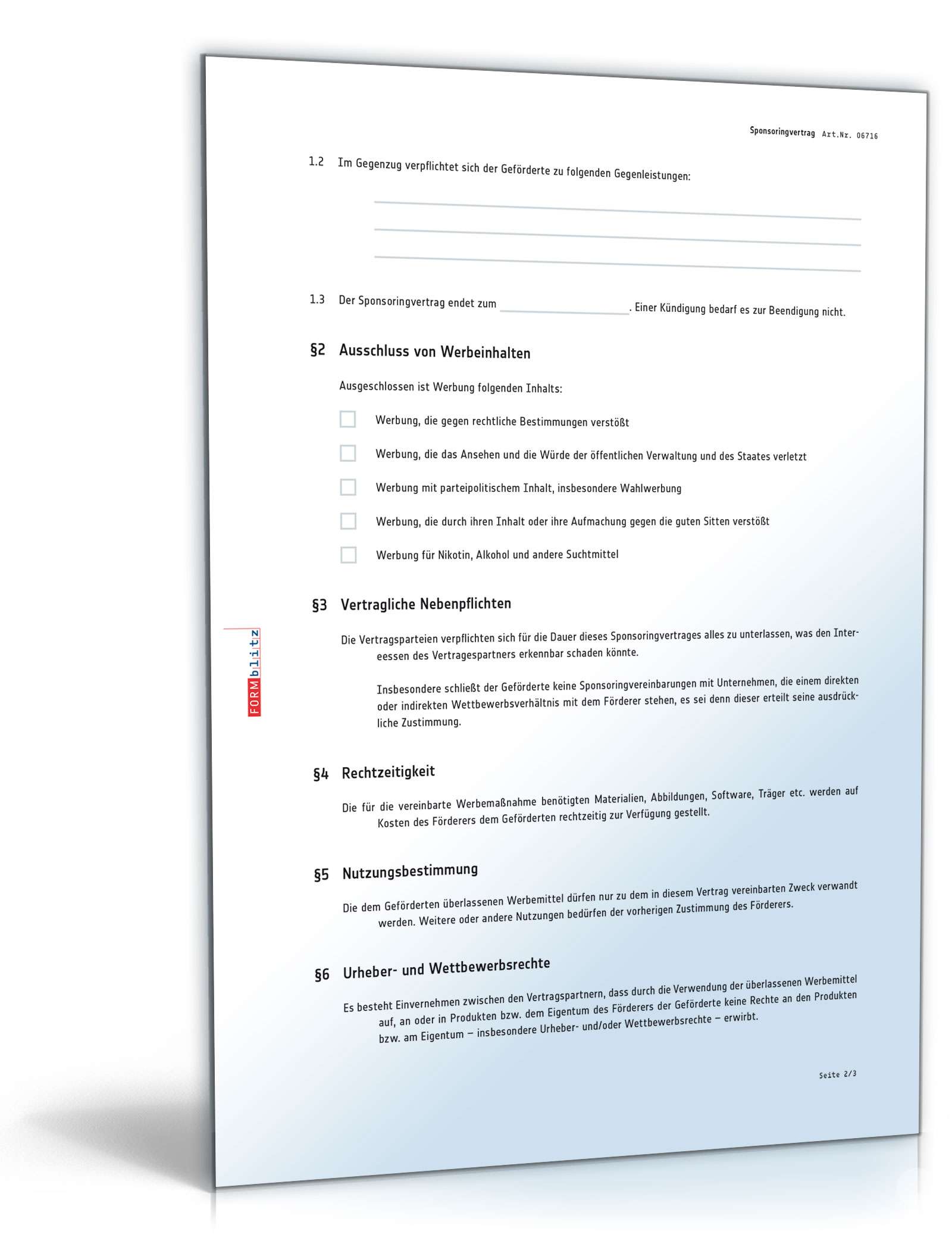 Sponsoringvertrag PDF. Seite: 2