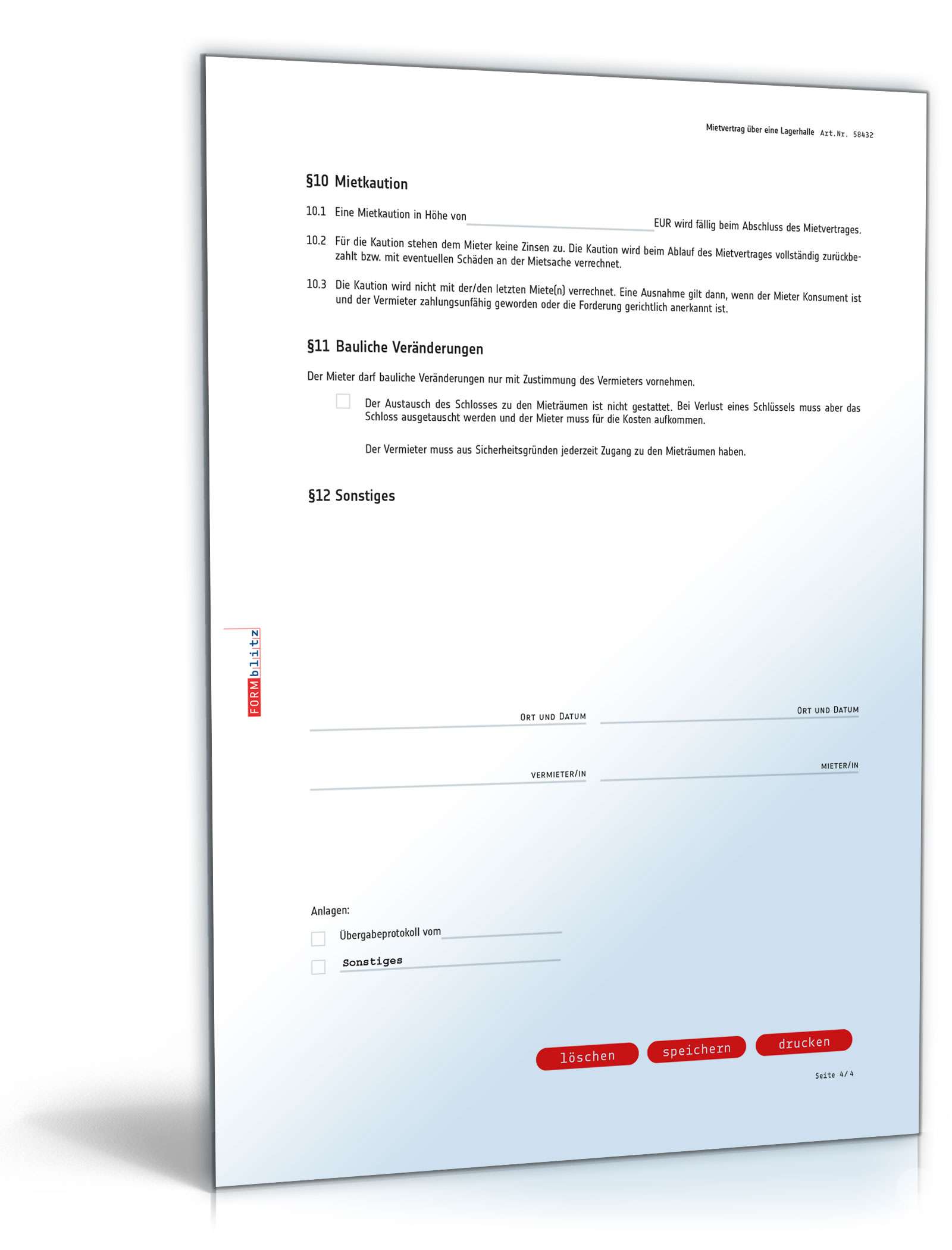 Mietvertrag über eine Lagerhalle PDF. Seite: 4
