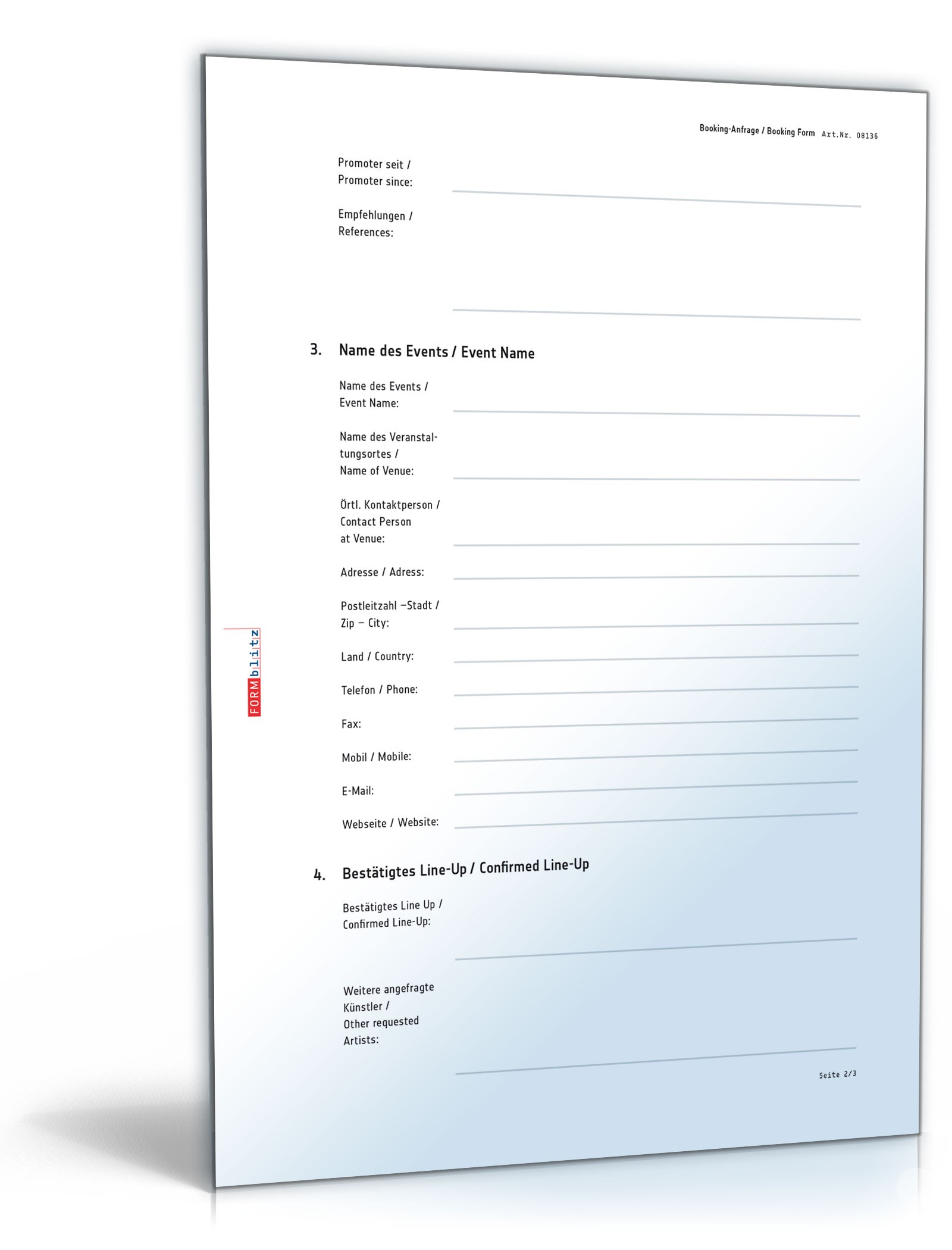 Booking-Anfrage (deutsch/englisch) PDF. Seite: 2