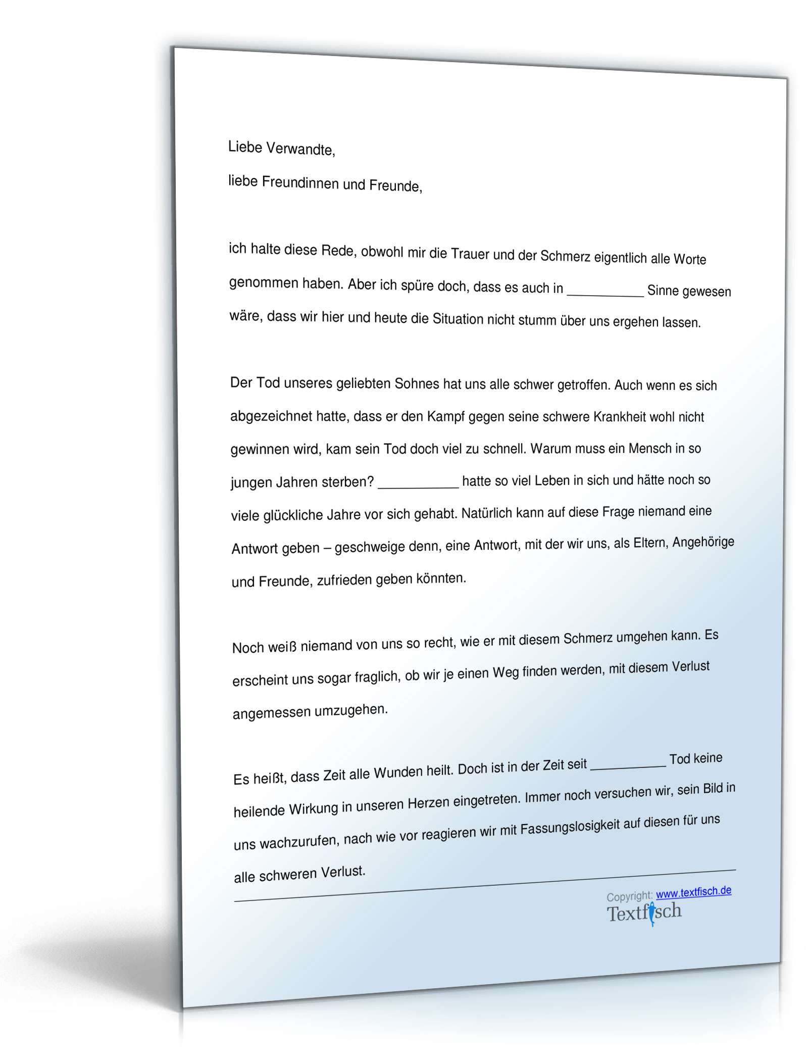 Trauerrede - Sohn stirbt nach Krankheit PDF. Seite: 2