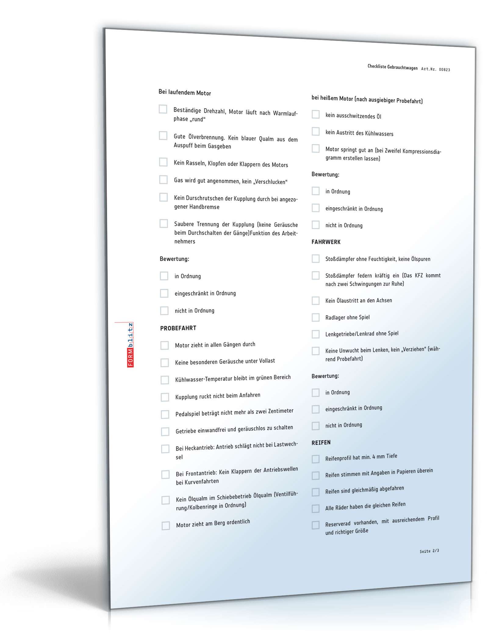 Checkliste für den Gebrauchtwagenkauf PDF. Seite: 2
