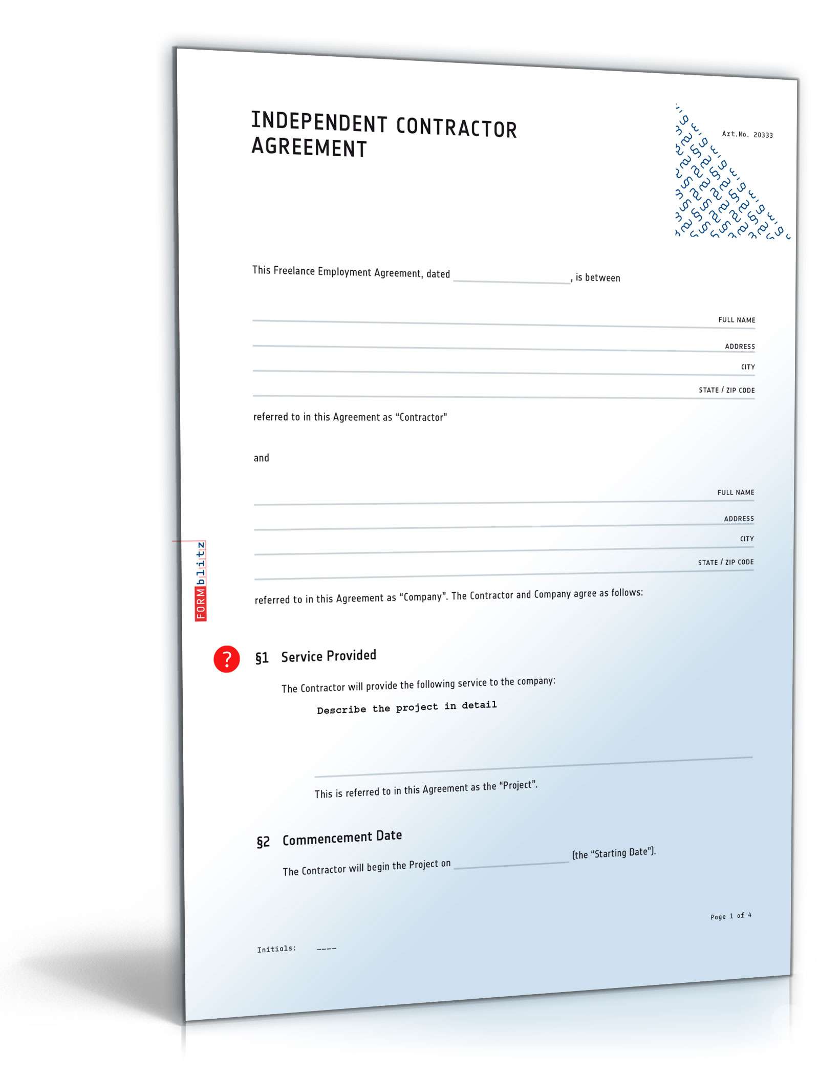 Freier Dienstvertrag auf Englisch PDF