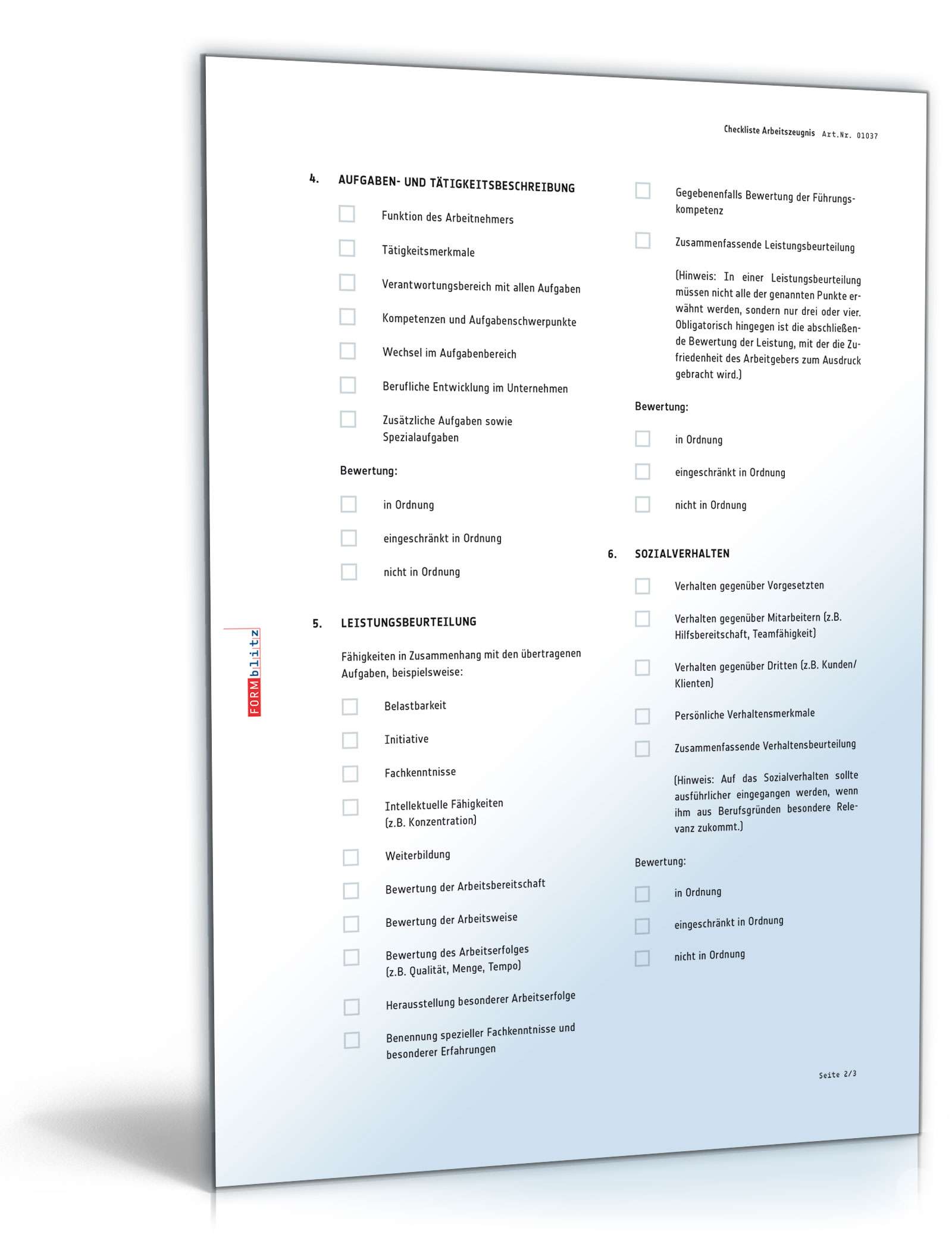 Checkliste Arbeitszeugnis PDF. Seite: 2