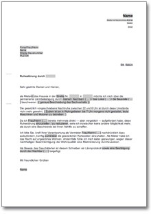 Beschwerde beim Vermieter über Ruhestörung durch Nachbarn Word