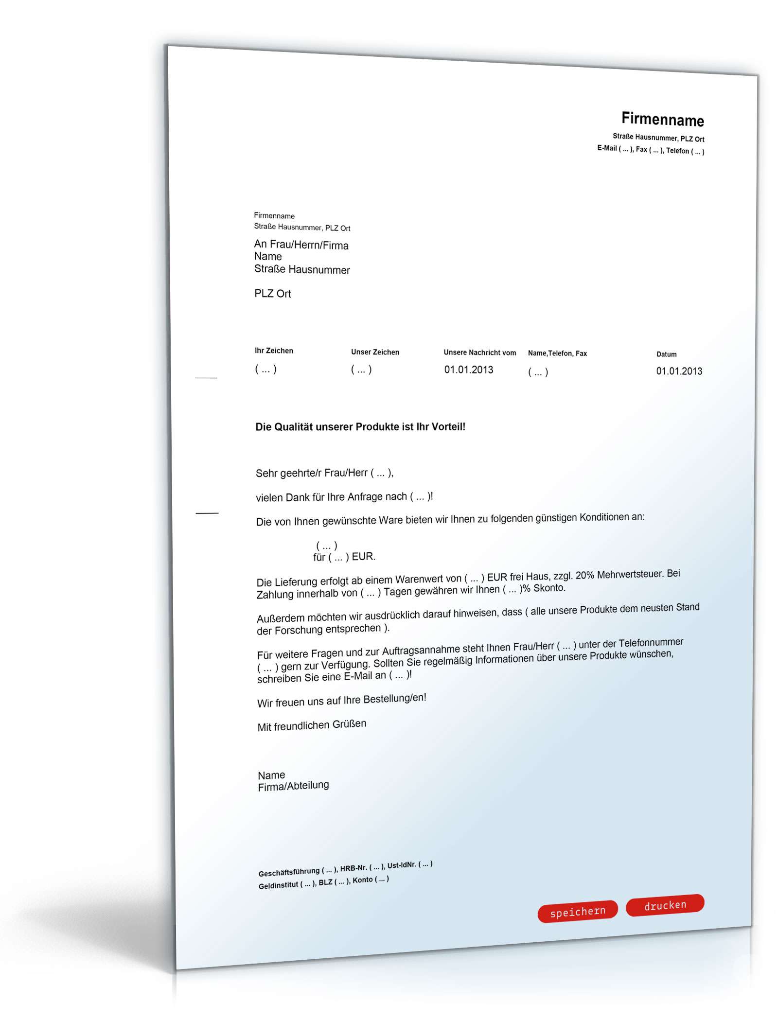 Angebot auf eine Anfrage PDF