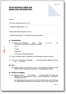 Kaufvertrag über ein bebautes Grundstück Word