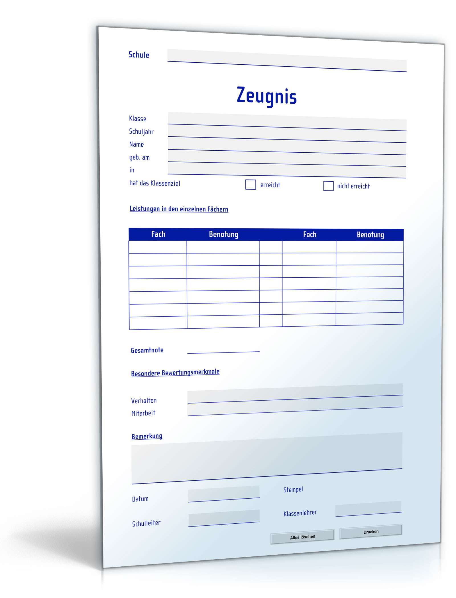 Schul- und Ausbildungszeugnis PDF