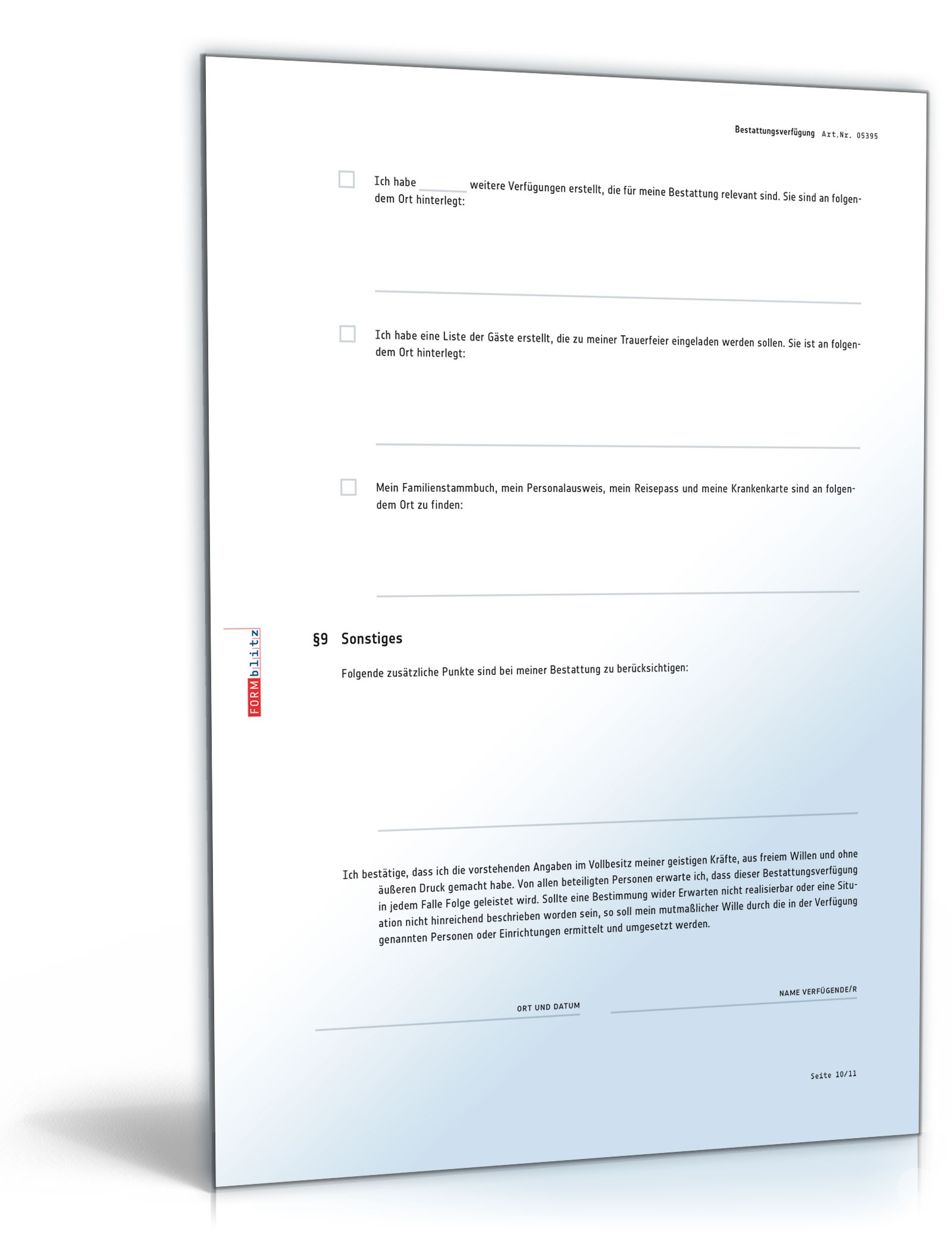 Bestattungsverfügung PDF. Seite: 10