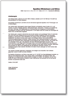 Dienstzeugnis "gut" (Berufskraftfahrer) Word