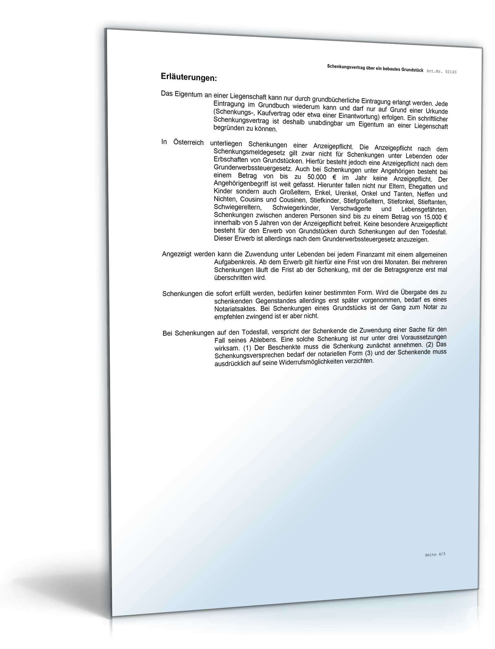 Schenkungsvertrag über eine bebaute Liegenschaft Word. Seite: 5