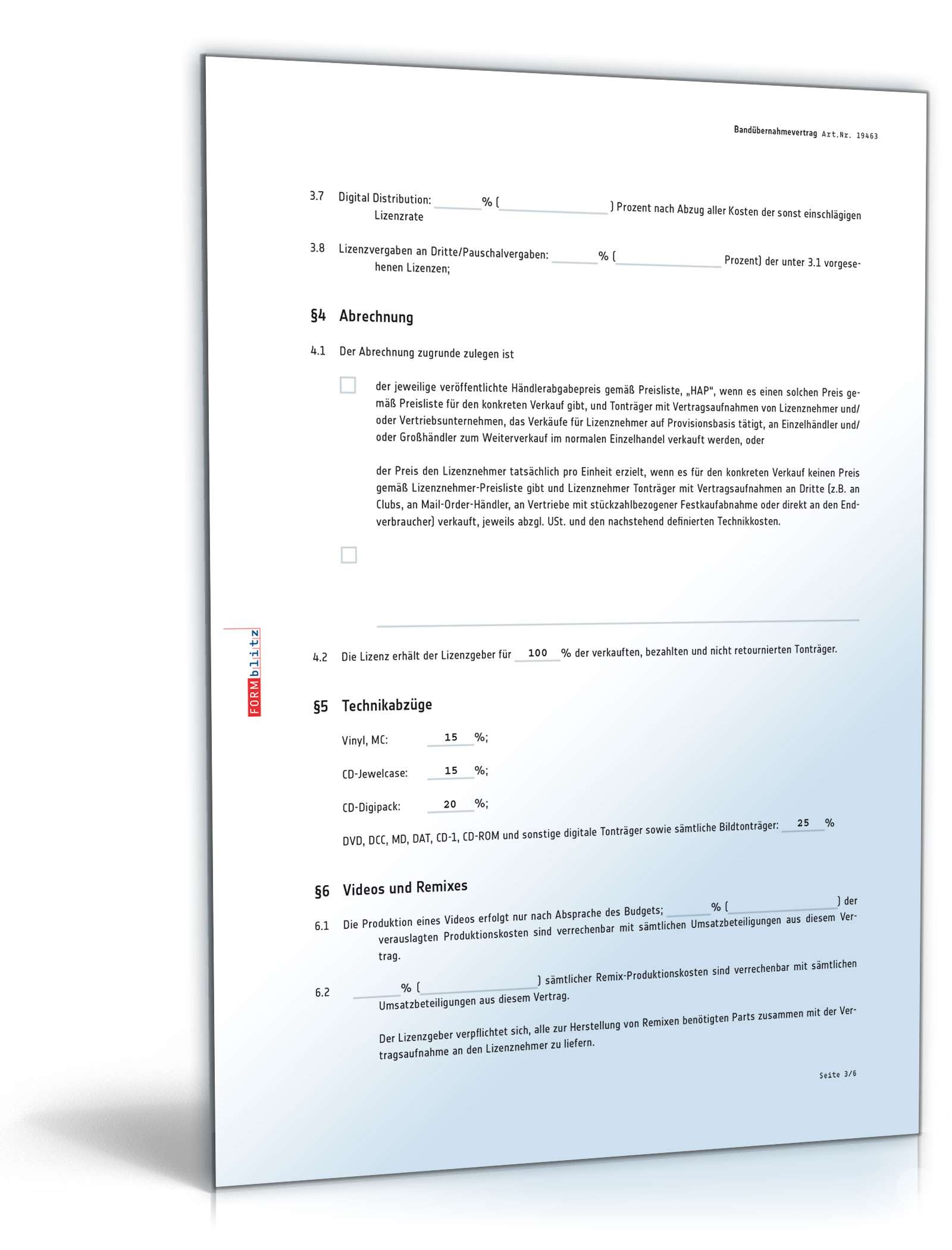 Bandübernahmevertrag mit Labelcopy PDF. Seite: 3