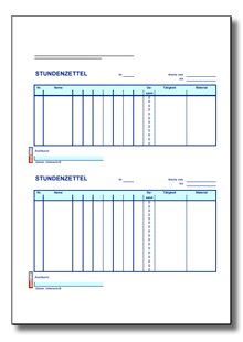 Stundenzettel Kolonne (2x12) Excel