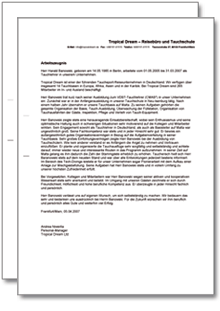 Dienstzeugnis-Paket (Tauchlehrer) Excel