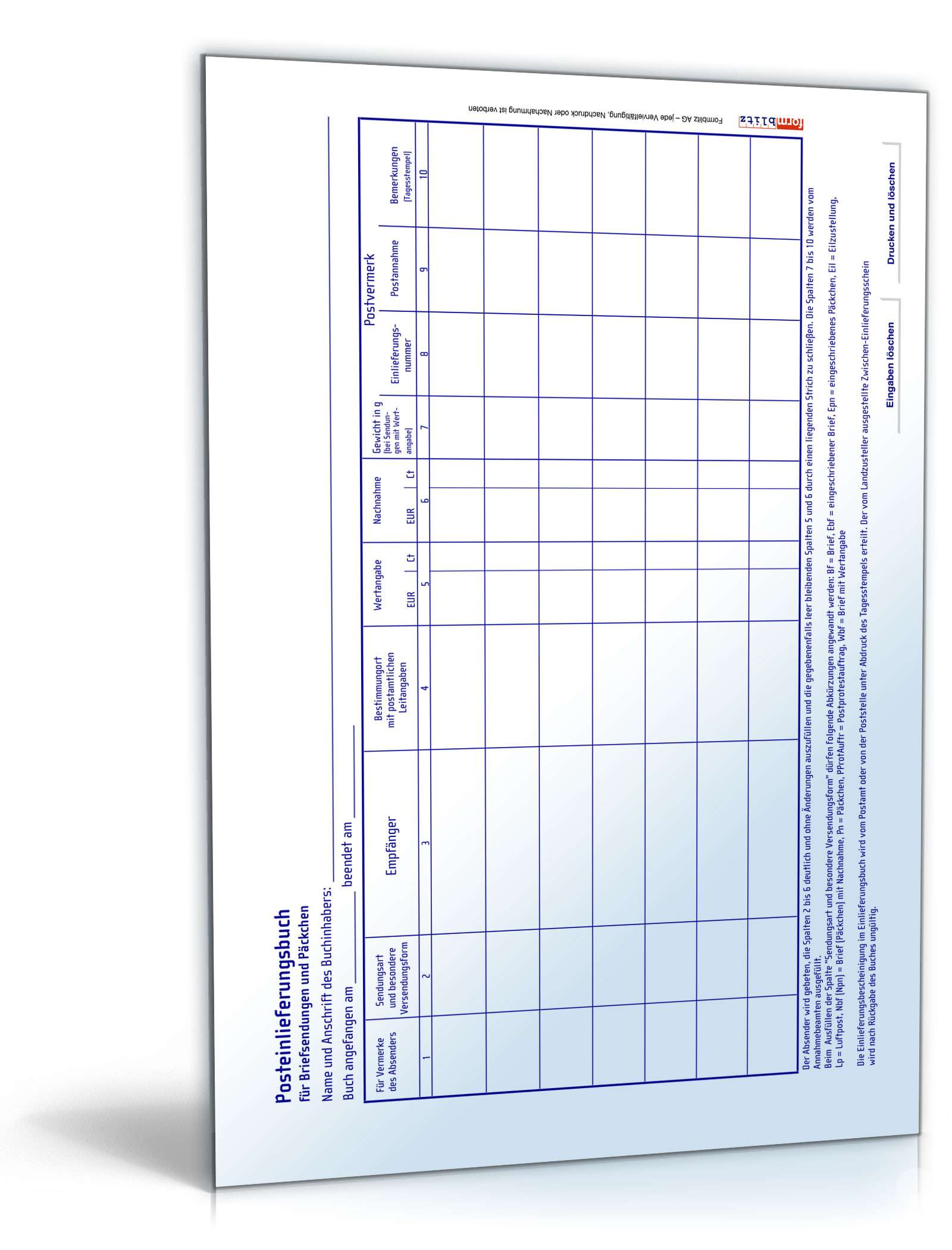 Posteinlieferungsbuch PDF
