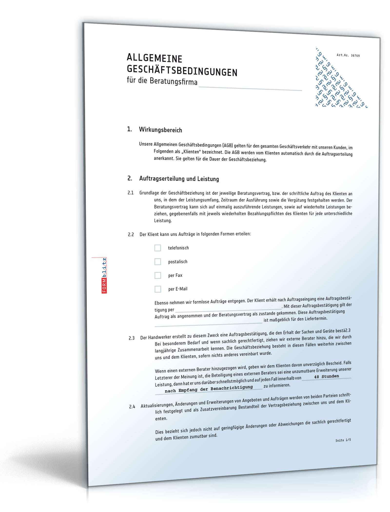 AGB für eine Beratungsfirma PDF