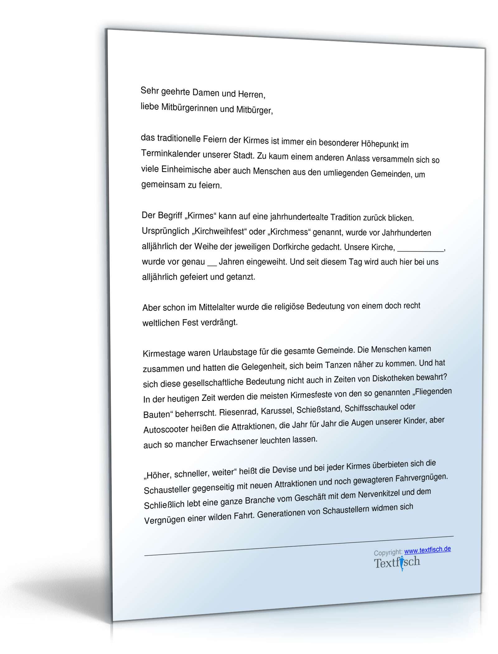 Eröffnungsrede - Eröffnung einer Kirmes  PDF. Seite: 2