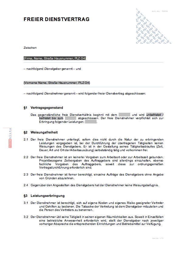 Freier Dienstvertrag Word. Seite: 2