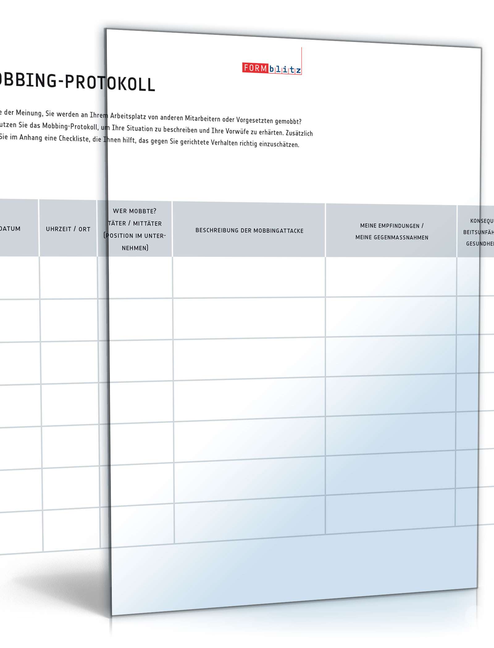 Mobbing-Protokoll mit Checkliste PDF
