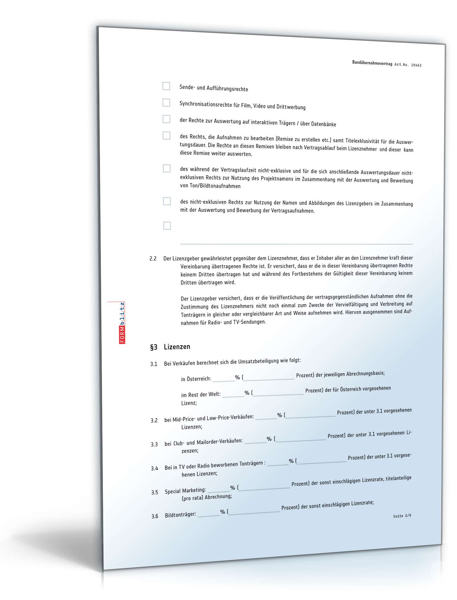 Bandübernahmevertrag mit Labelcopy PDF. Seite: 2