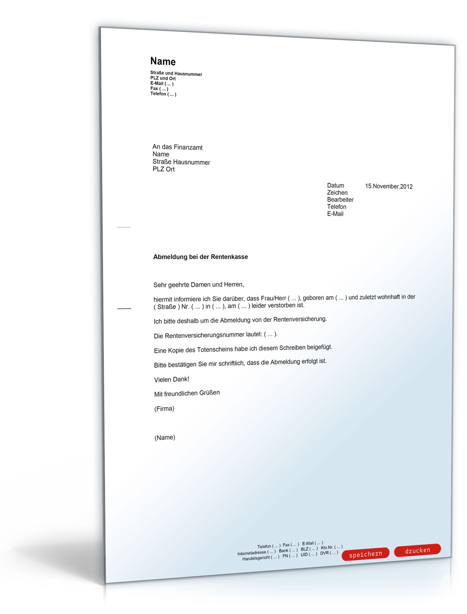 Abmeldung von der deutschen Rentenkasse / Rentenversicherung PDF