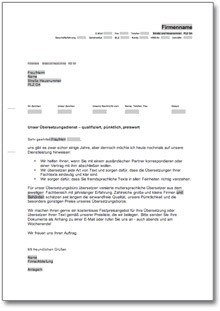 Werbebrief für ein Übersetzungsbüro Word