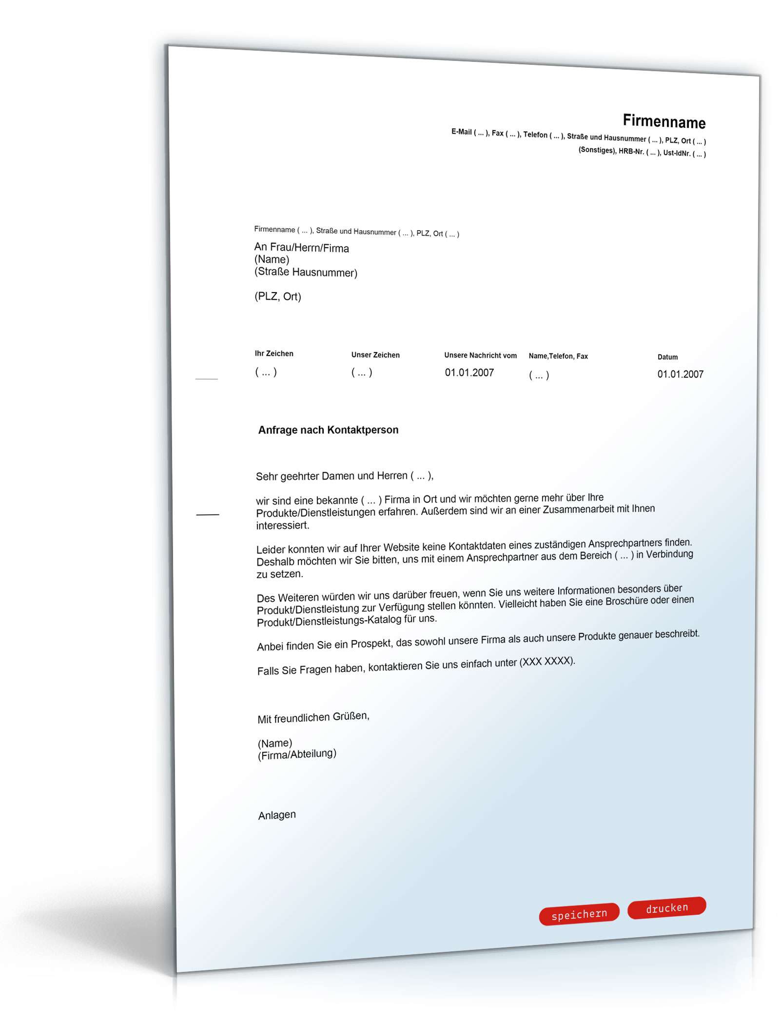 Anfrage nach Ansprechpartner (englisch/deutsch) PDF. Seite: 2