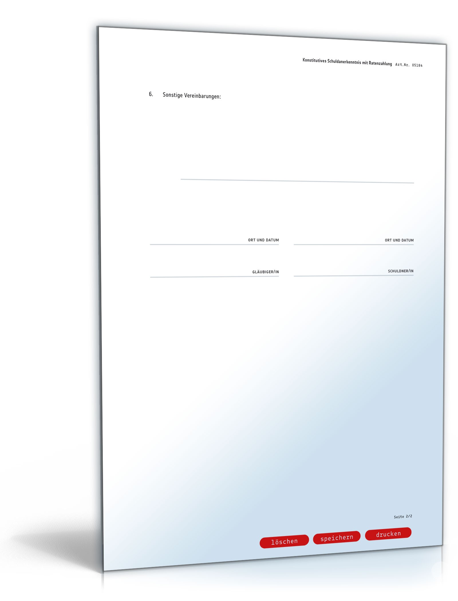 Konstitutives Schuldanerkenntnis mit Ratenzahlung PDF. Seite: 2