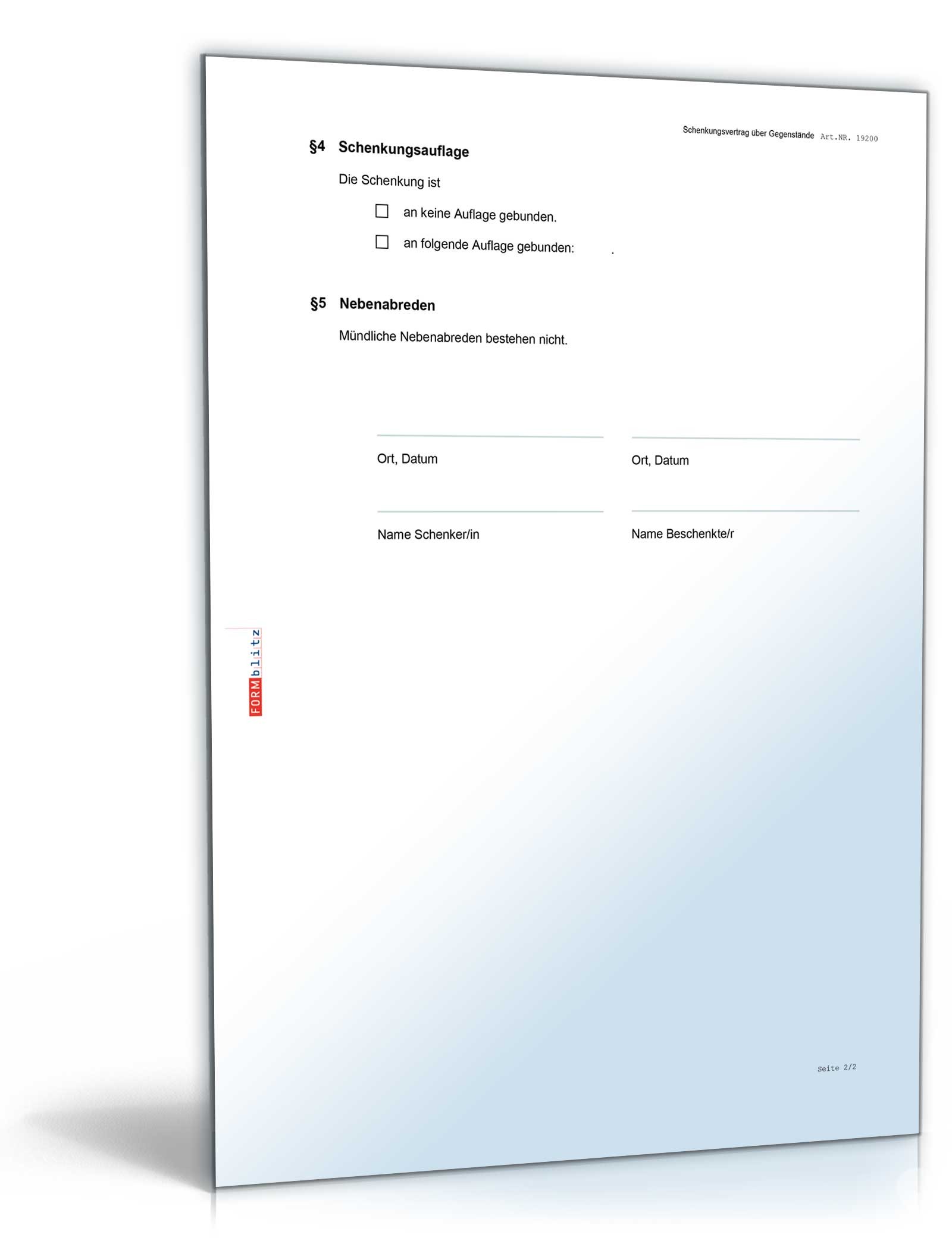 Schenkungsvertrag über ein Auto Word. Seite: 3