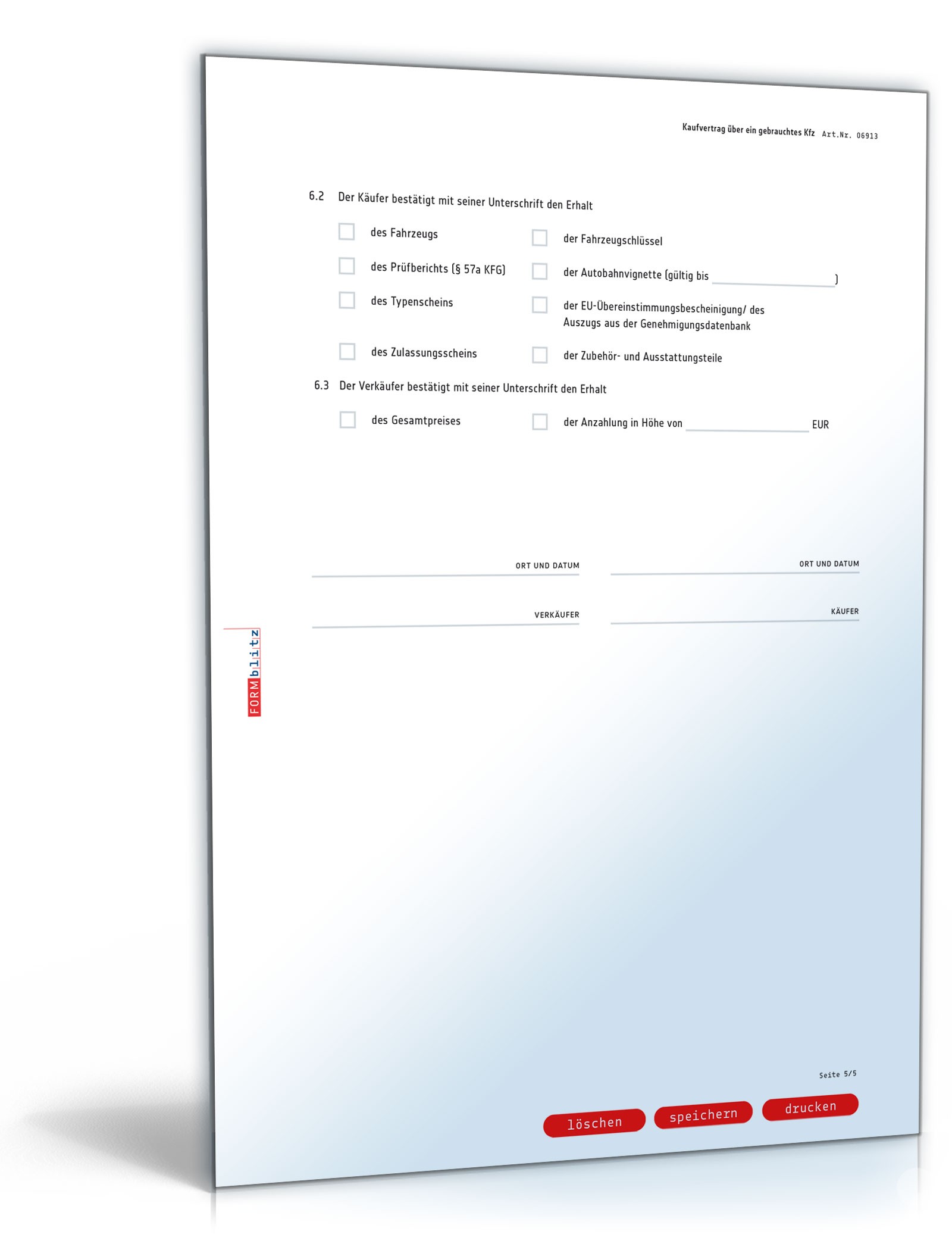 Kaufvertrag über ein gebrauchtes Kraftfahrzeug PDF. Seite: 5