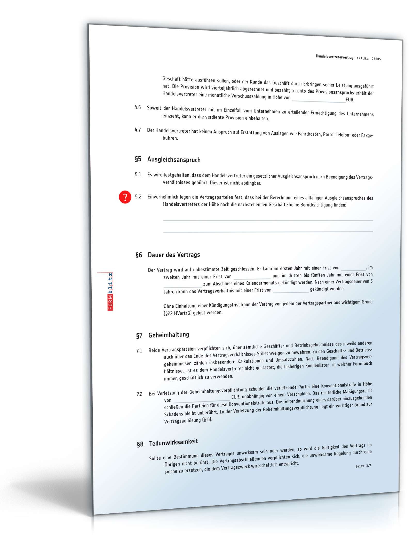 Handelsvertretervertrag PDF. Seite: 3