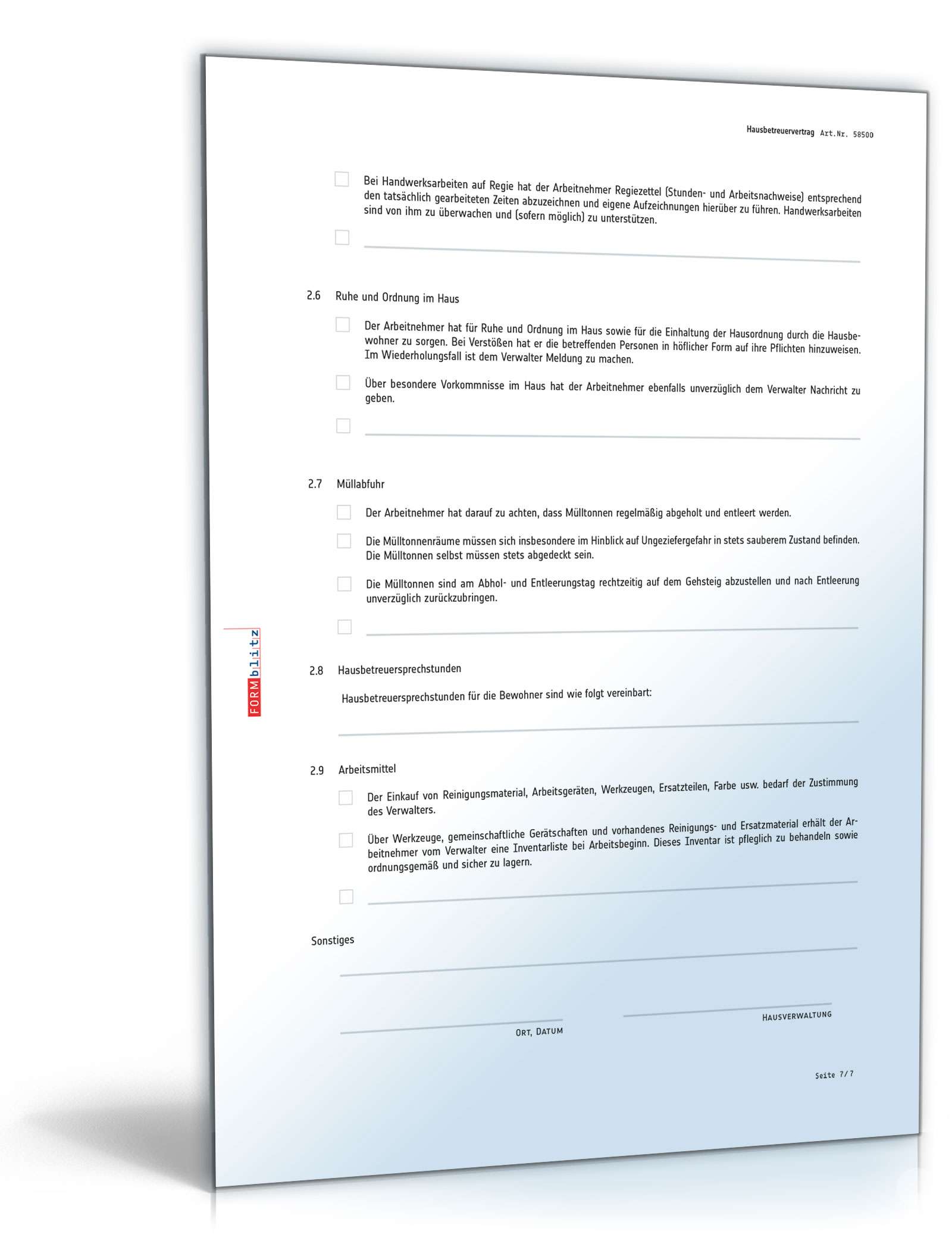 Hausbetreuervertrag PDF. Seite: 7