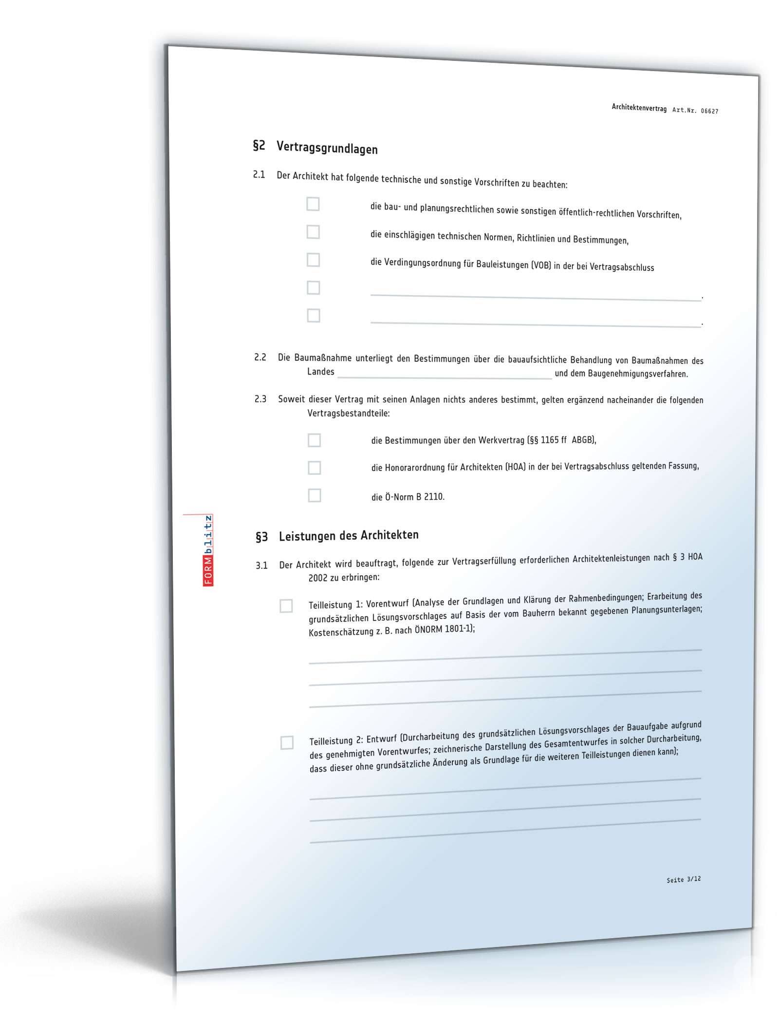 Architektenvertrag PDF. Seite: 3