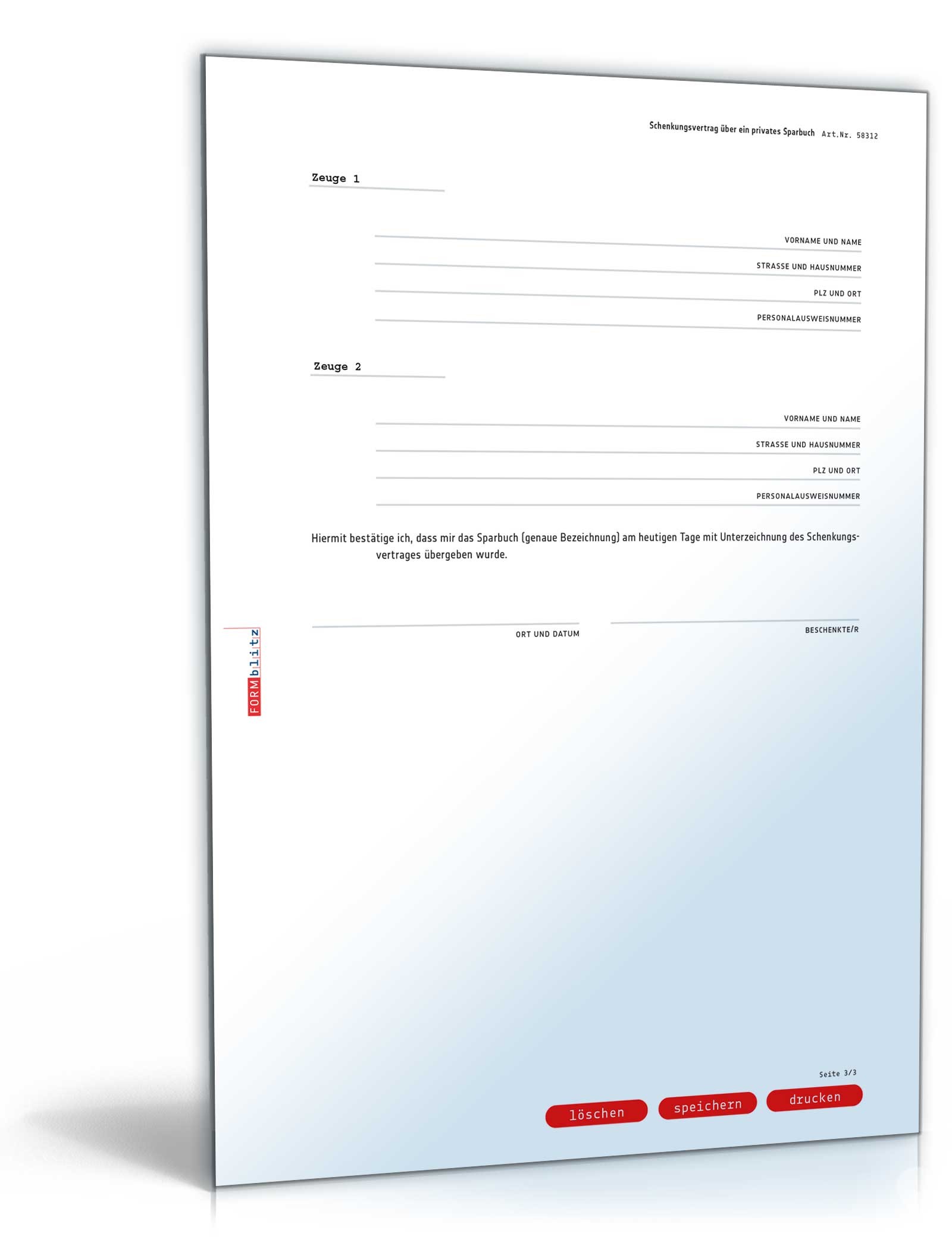 Schenkungsvertrag über ein Sparbuch PDF. Seite: 3