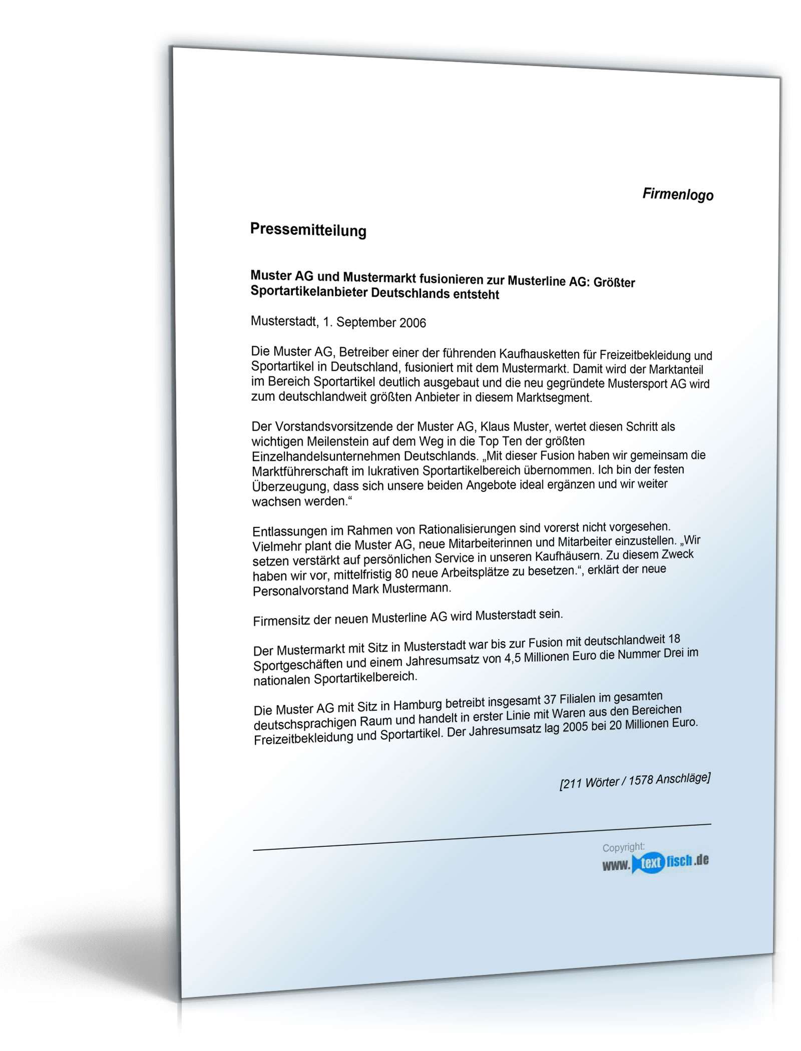 Pressemitteilung zur Fusion mit Mitbewerber