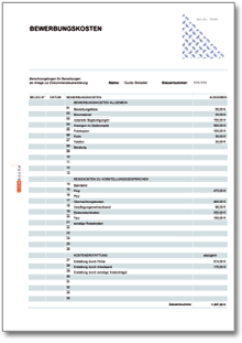 Rechentabelle: Werbungskosten / Bewerbungskosten Excel