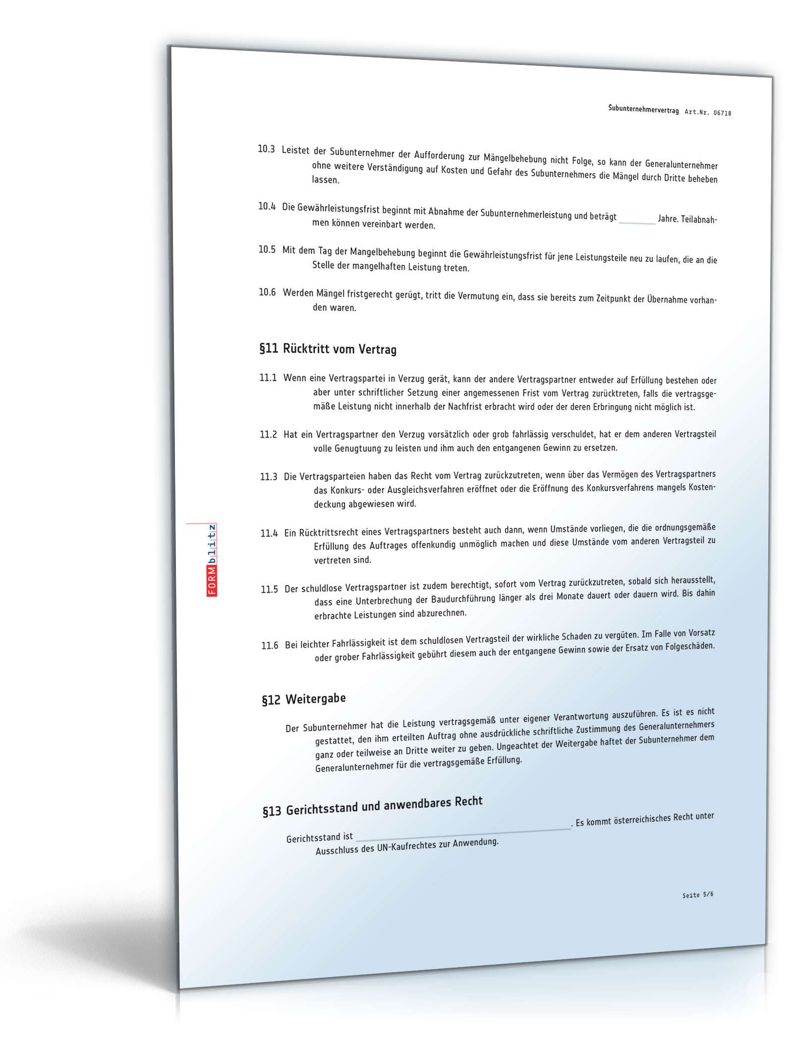 Subunternehmervertrag PDF. Seite: 5